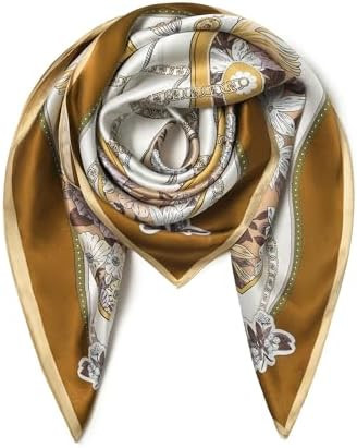 100% Pure Mulberry Silk Scarf 35" Large Square Lightweight Headscarf –Women’s Hair Wraps The ... | Amazon (US)