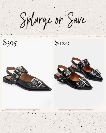 Splurge or save? 🖤 Ballet flats are trending for spring/summer especially these edgy ballet flats. Comes in so many different colors. Would you splurge for the designer pair or a similar dupe for a fraction of the price? ⚡️ 

Ganni, Steve Madden shoes, ballet flats, ballerina shoes, edgy, spring shoes, sling back shoes, spring outfit, summer outfit, designer dupe, luxe or less, splurge or save, The Stylizt 


#LTKFestival #LTKshoecrush #LTKstyletip