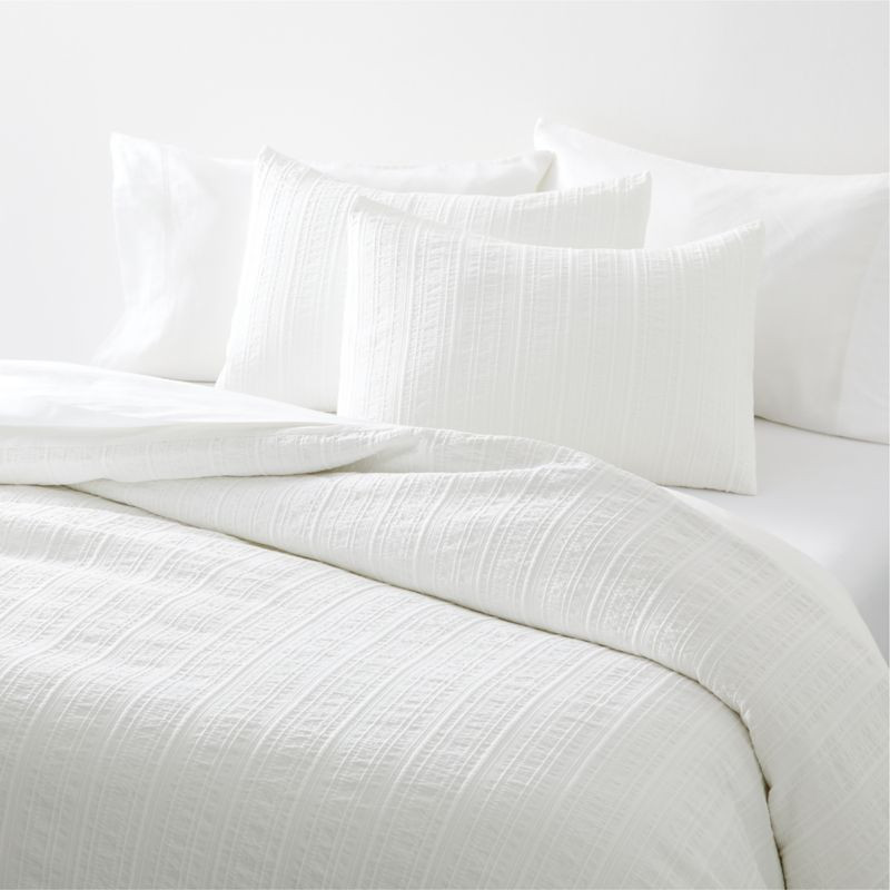 Organic Cotton White Textured King Duvet Cover + Reviews | Crate & Barrel | Crate & Barrel