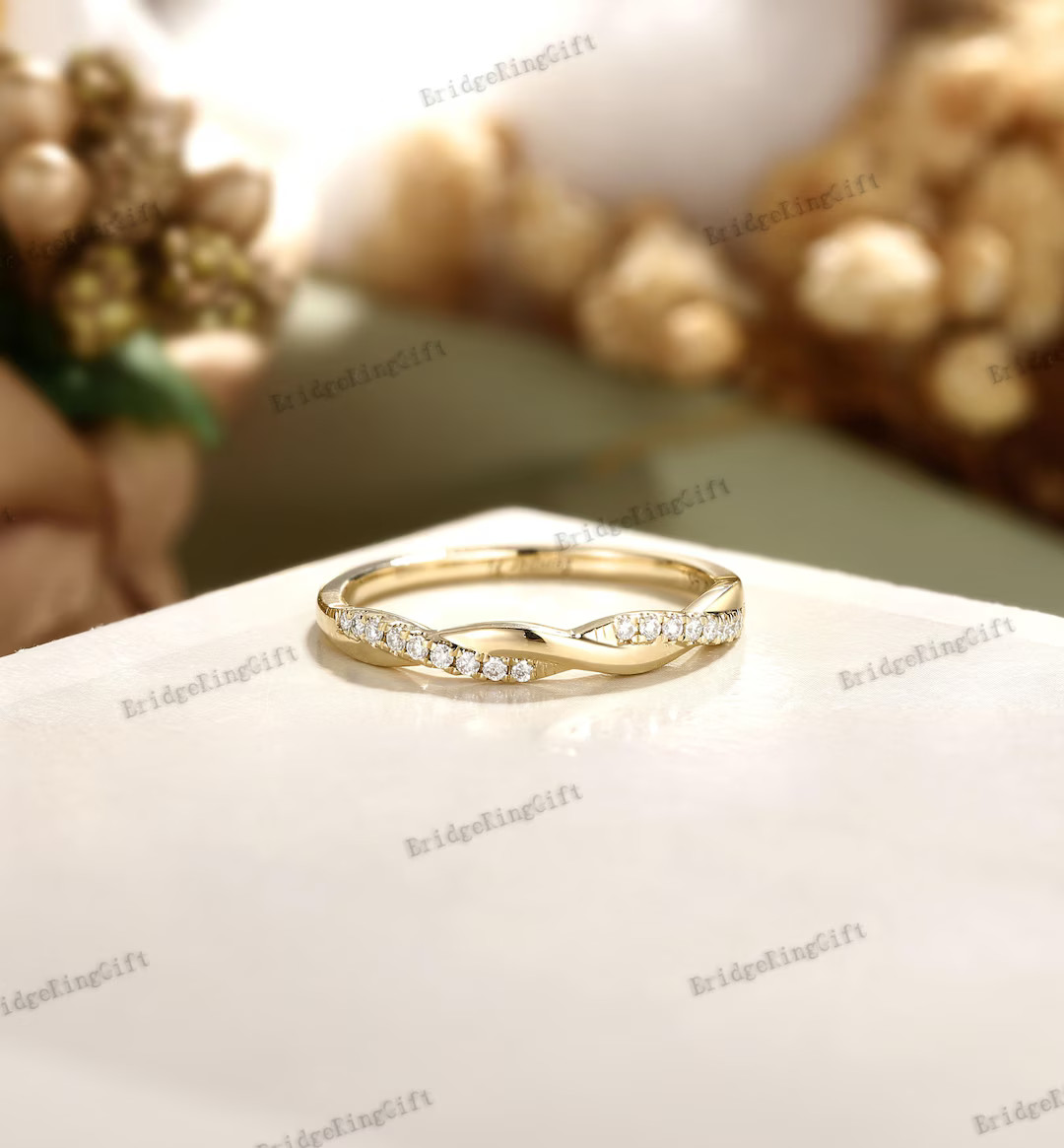 Twisted Vine Diamond Wedding Band, Vintage Moissanite Wedding Band, Crossover Wedding Ring, Match... | Etsy (US)