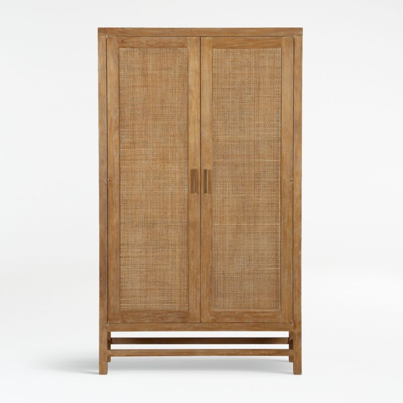 Blake Light Brown with Grey Wash Teak and Rattan 2-Door Cabinet + Reviews | Crate & Barrel | Crate & Barrel