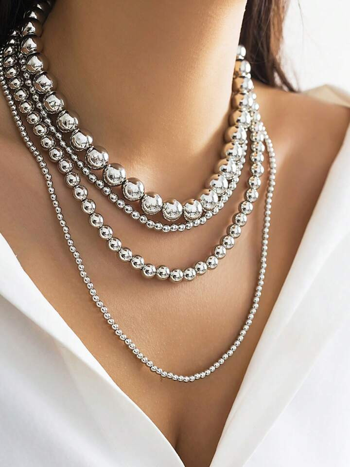 1pc Vintage Punk Style Multi-Layer Asymmetrical Ccb Beaded Necklace For Women, Suitable For Festival Party Or Jewelry Decoration
4.76
(100+)
 | SHEIN