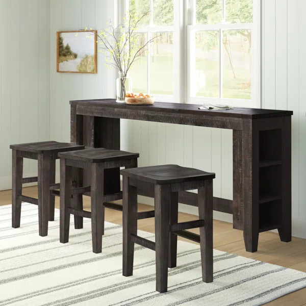 Lorelai 3 - Person Pine Solid Wood Solid Wood Top Trestle Dining Set | Wayfair North America