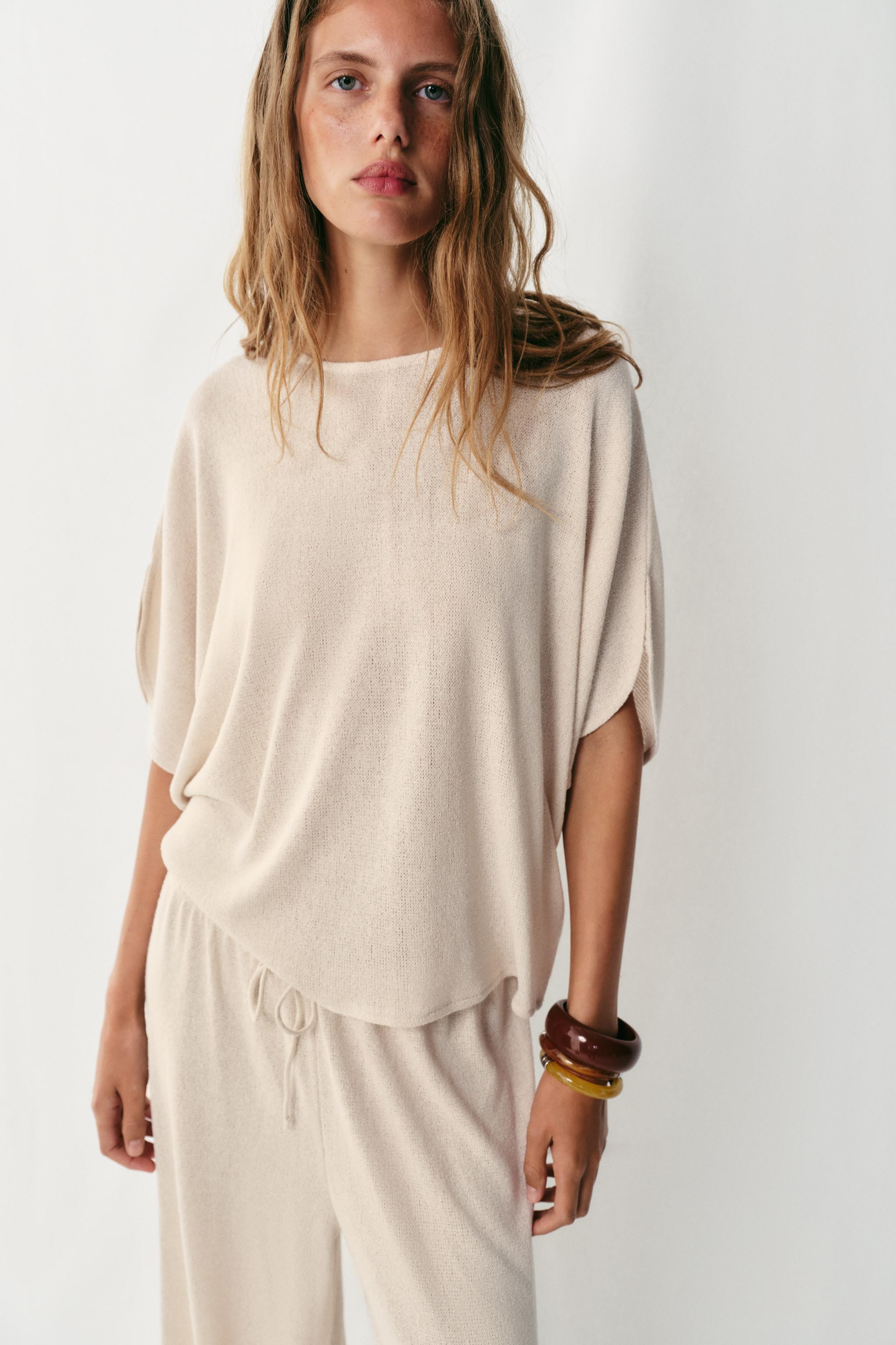 RUSTIC CAPE SLEEVE TOP | Zara UK