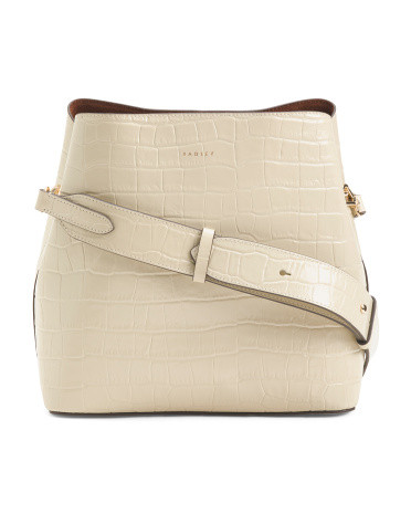 Leather Dukes Place Faux Crocodile Medium Compartment Crossbody, Leather/Gold | TJ Maxx