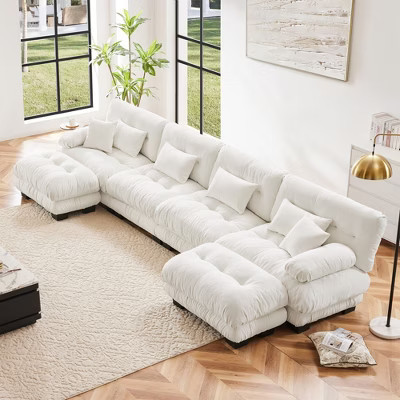 Free Combination Modular Sectional Sofa,U Shaped Couch for Living Room, 4-Seater Comfy Cloud Couch with 2 Ottomans | Target