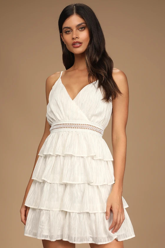 Sunshine Sweetie Ivory Sleeveless Tiered Mini Dress | Lulus (US)