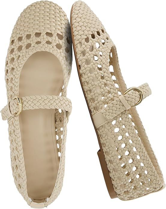 CUSHIONAIRE Windsor Woven Womens Flats with Adjustable Strap – Comfortable Mary Jane Ballet Fla... | Amazon (US)