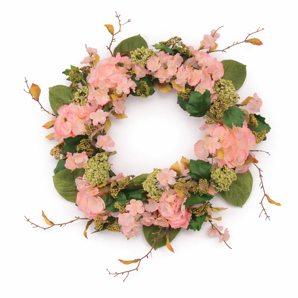Hydrangea Pink Wreath 32 | River Chic Designs