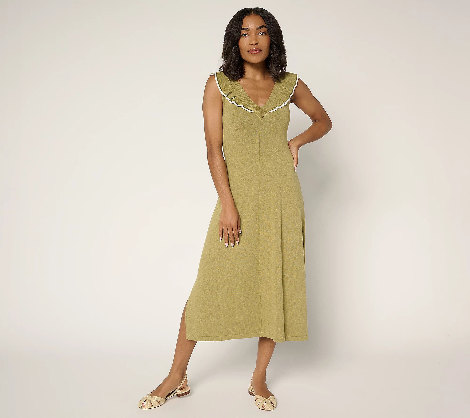 As Is Me by Jennie Garth Reg Kelle Sweater Dress w/Ruffle | QVC
