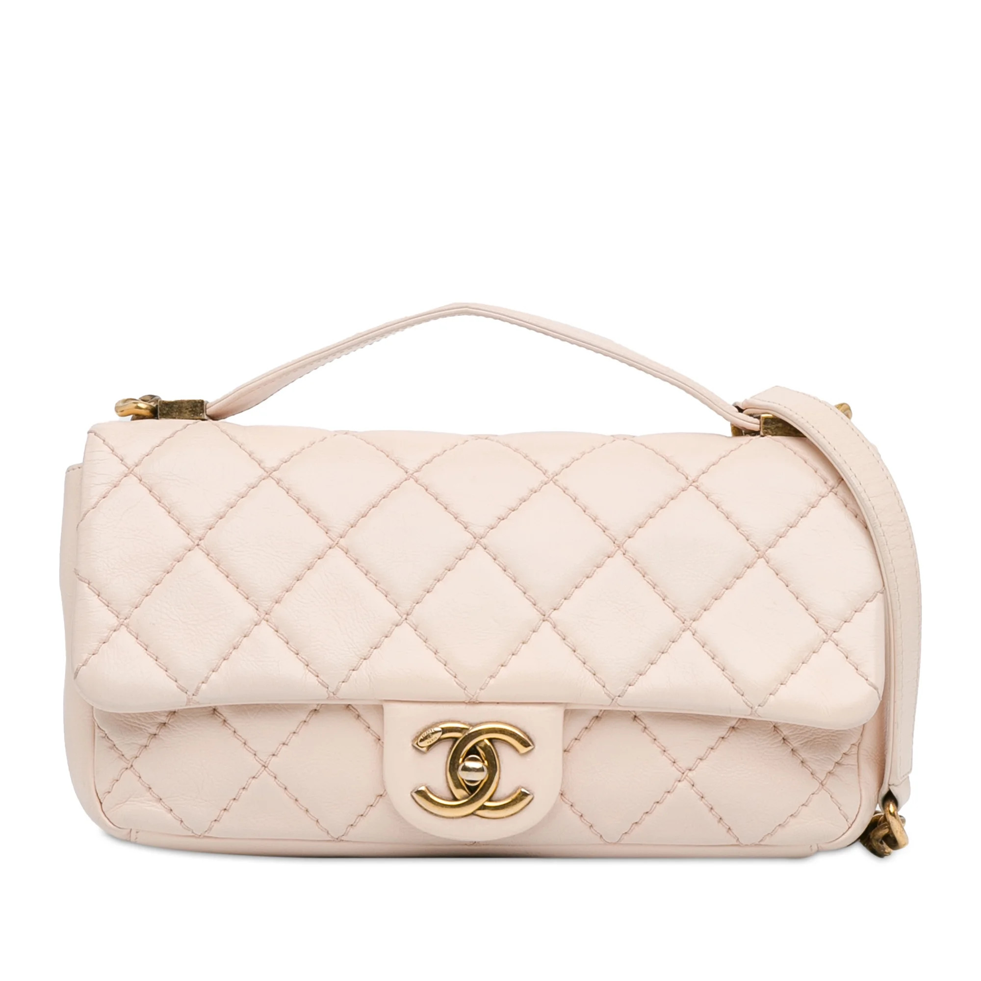 Pre-Owned Authenticated Chanel Mini skin Urban Day Flap Calf Leather Pink Satchel Unisex (Good) | Walmart (US)
