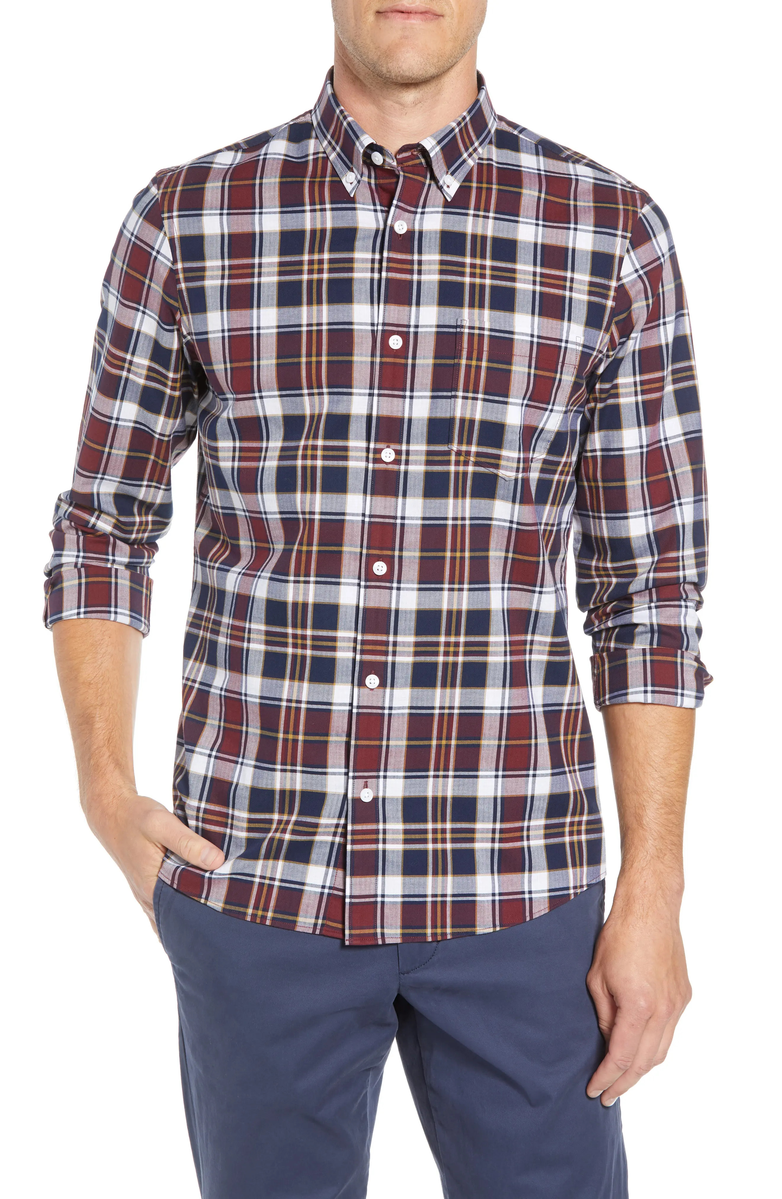 1901 Trim Fit Plaid Sport Shirt | Nordstrom