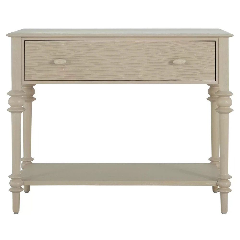 Anastasia Updated Traditional Cerused White Oak Wood Nightstand | Kathy Kuo Home