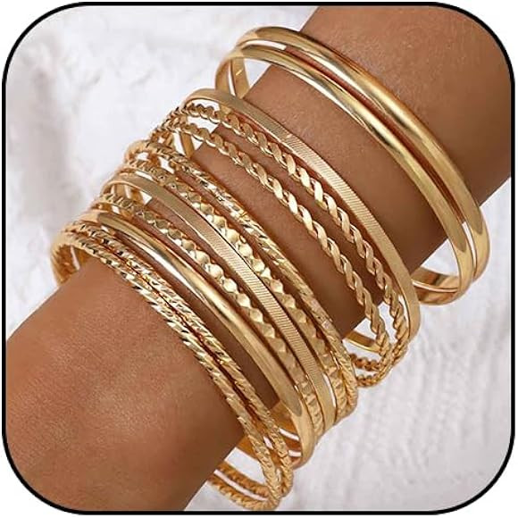Sakytal Boho Gold Bangle Bracelets Set Indian Multi Bangles Bracelet layered Stackable Bracelet f... | Amazon (US)