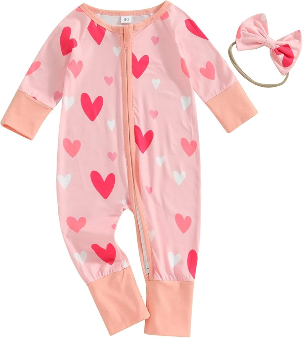 niceclould Newborn Baby Boy Girl Valentine Day One Piece Romper Jumpsuit Long Sleeve Legging Body... | Amazon (US)