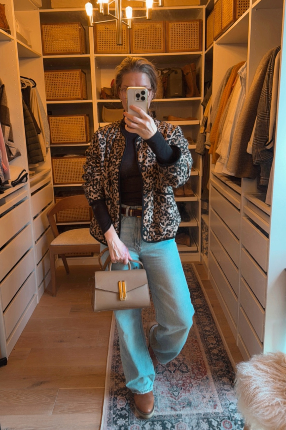 Wide jeans, leopard jacket and top handle bag 

#LTKuk #LTKeurope #LTKwinter