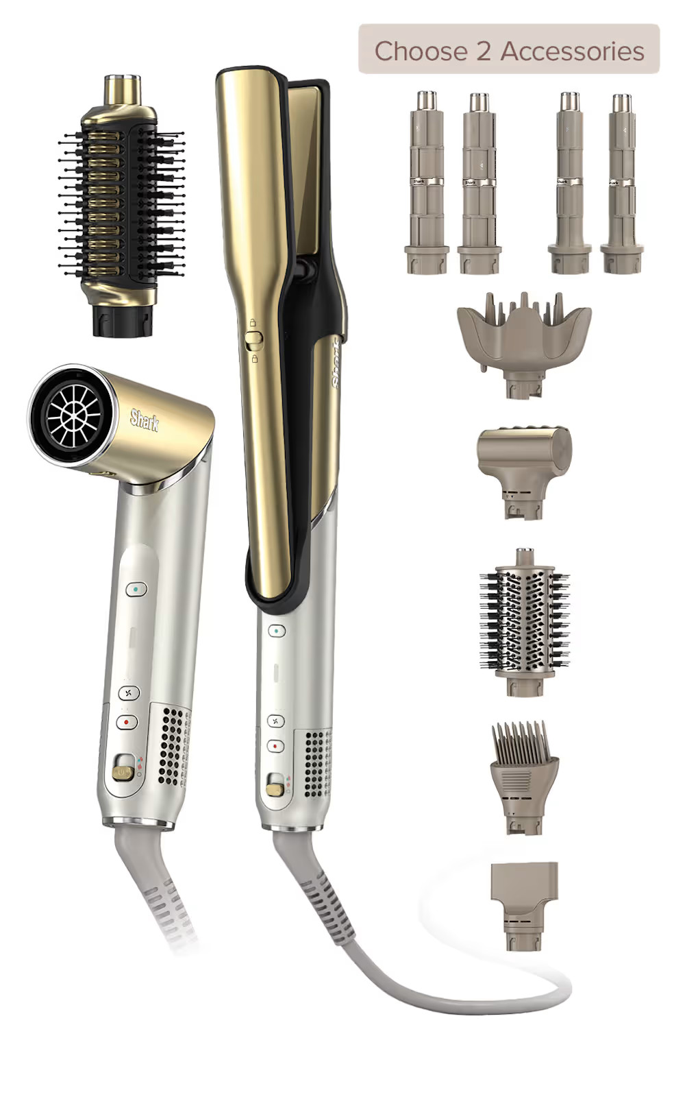 Build Your Own Shark Glam™ Ceramic & Powerful Air Styling & Drying System, Gold | SharkNinja | Ninja Kitchen