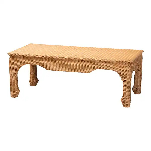 Abena Ming Style Rattan Coffee Table - Rectangular Boho Chic Accent Table for Living Room, Family... | Bed Bath & Beyond