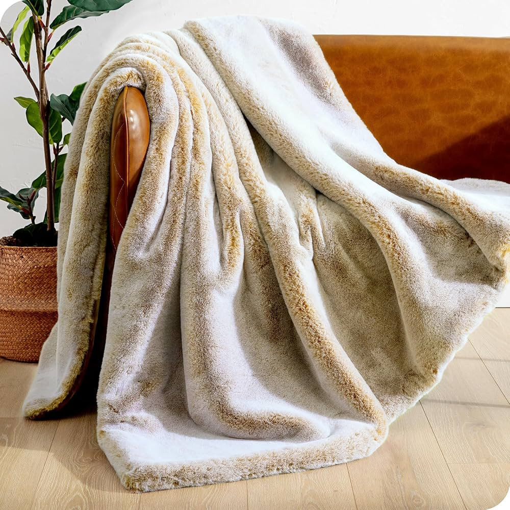 Bare Home Faux Fur Blanket - Ultra-Soft Luxurious - Cozy Warm Blanket for Couch, Sofa, Chair, Bed... | Amazon (US)