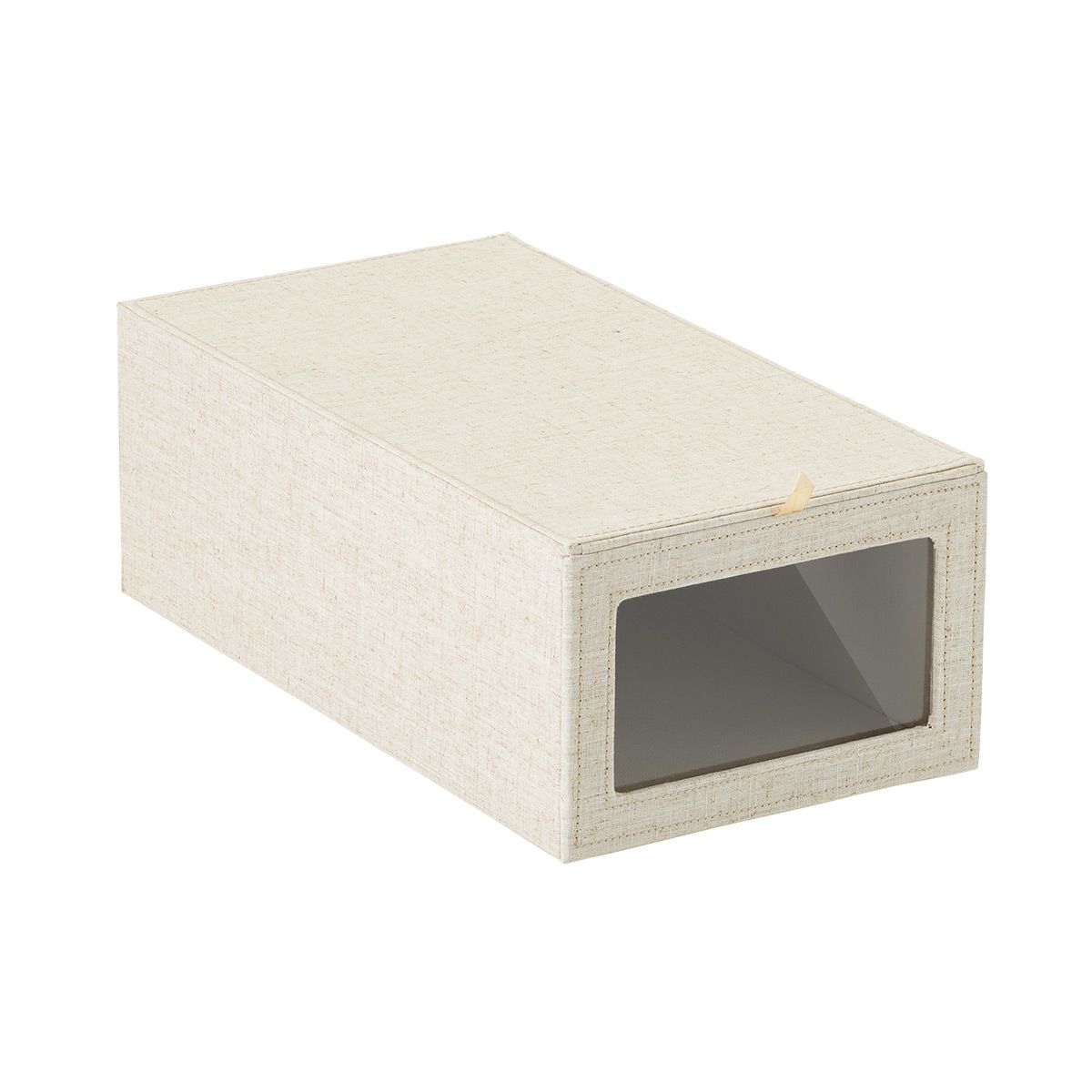 Linen Cambridge Drop-Front Shoe Box | The Container Store