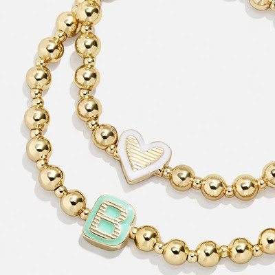 Initial & Heart Kids' Pisa Bracelet Set - Gold - Q | BaubleBar