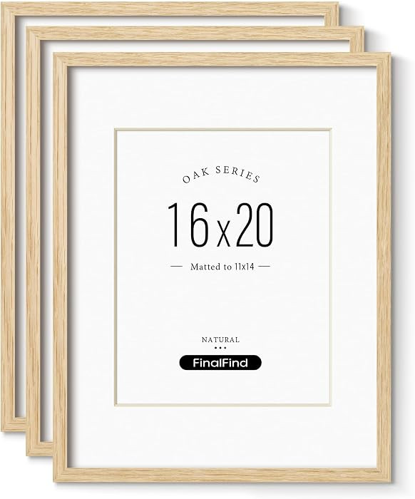 Minimalist 16x20 Frames with Mat for 11x14 Set of 3, Natural Solid Oak Wood 16x20 Frame, Lightwei... | Amazon (US)