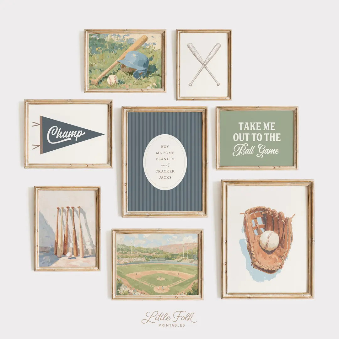 Vintage Baseball Wall Art, Baseball Nursery Prints, Sports Boys Room Decor, Take Me Out to the Ba... | Etsy (US)