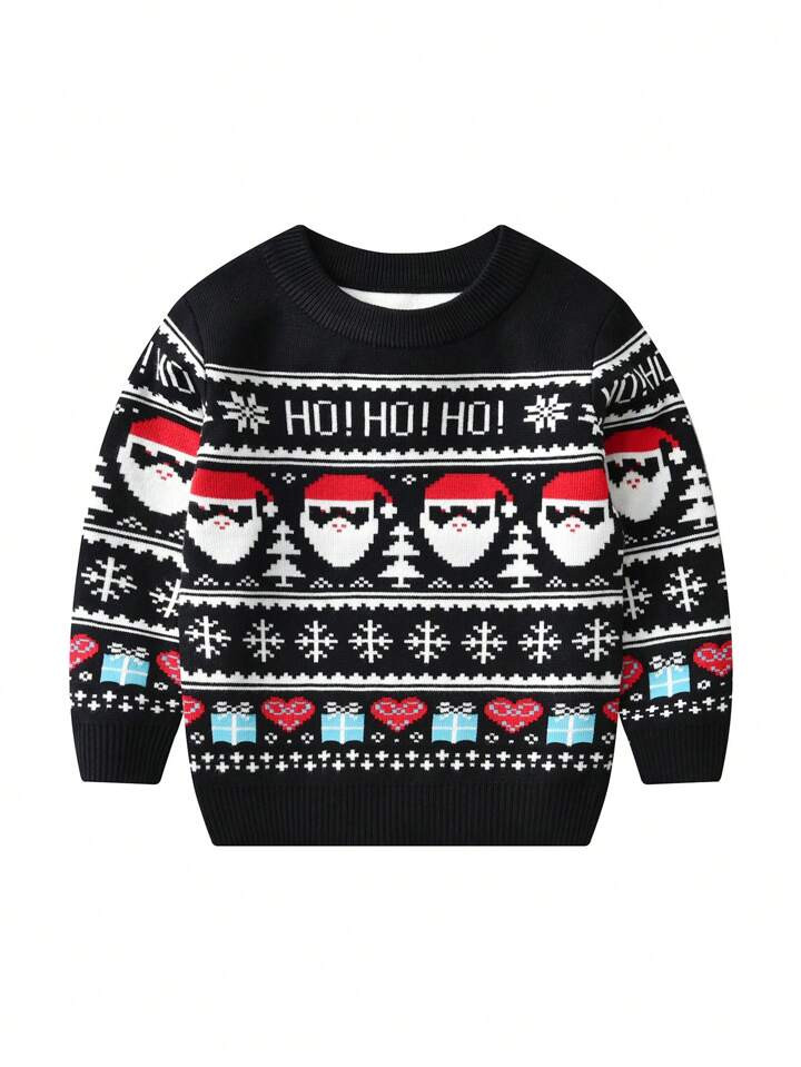 Young Boy Christmas Santa & Snowflake Pattern Sweater | SHEIN