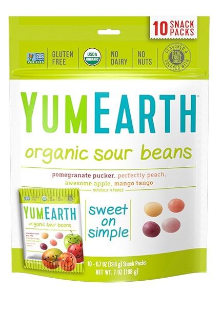 YumEarth Organic Sour Beans, 10 snack packs | Amazon (US)