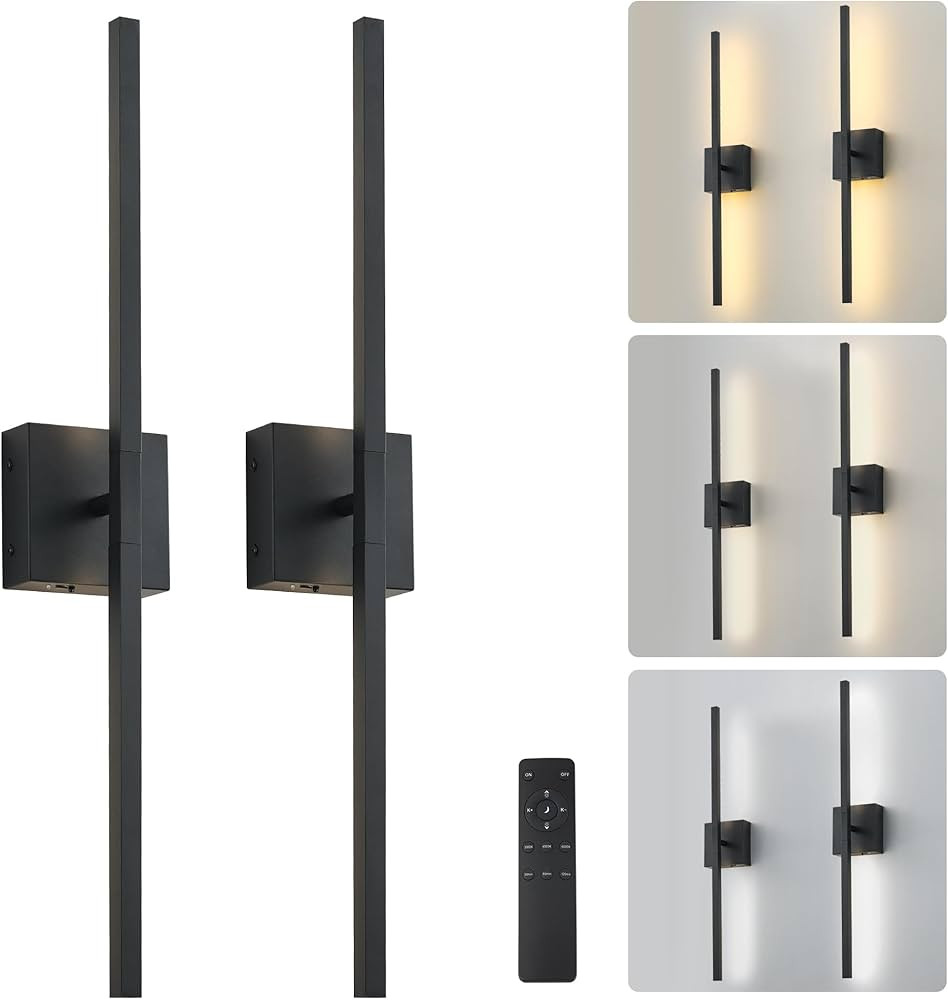 Battery Operated Rotatable Modern Wall Sconces Set of Two, with Remote Control, Adjustable Color ... | Amazon (US)