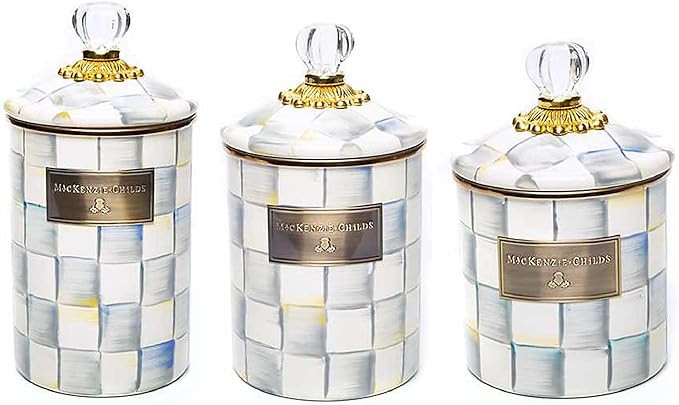 MACKENZIE-CHILDS Enamel Canister Set, Small (38 oz.), Medium (48 oz.), and Large (64 oz.) Kitchen... | Amazon (US)