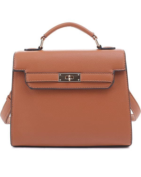 EVVE Women's Top Handle Satchel with Detachable Strap Small Pebbled Leather Crossbody Bag | Amazon (US)