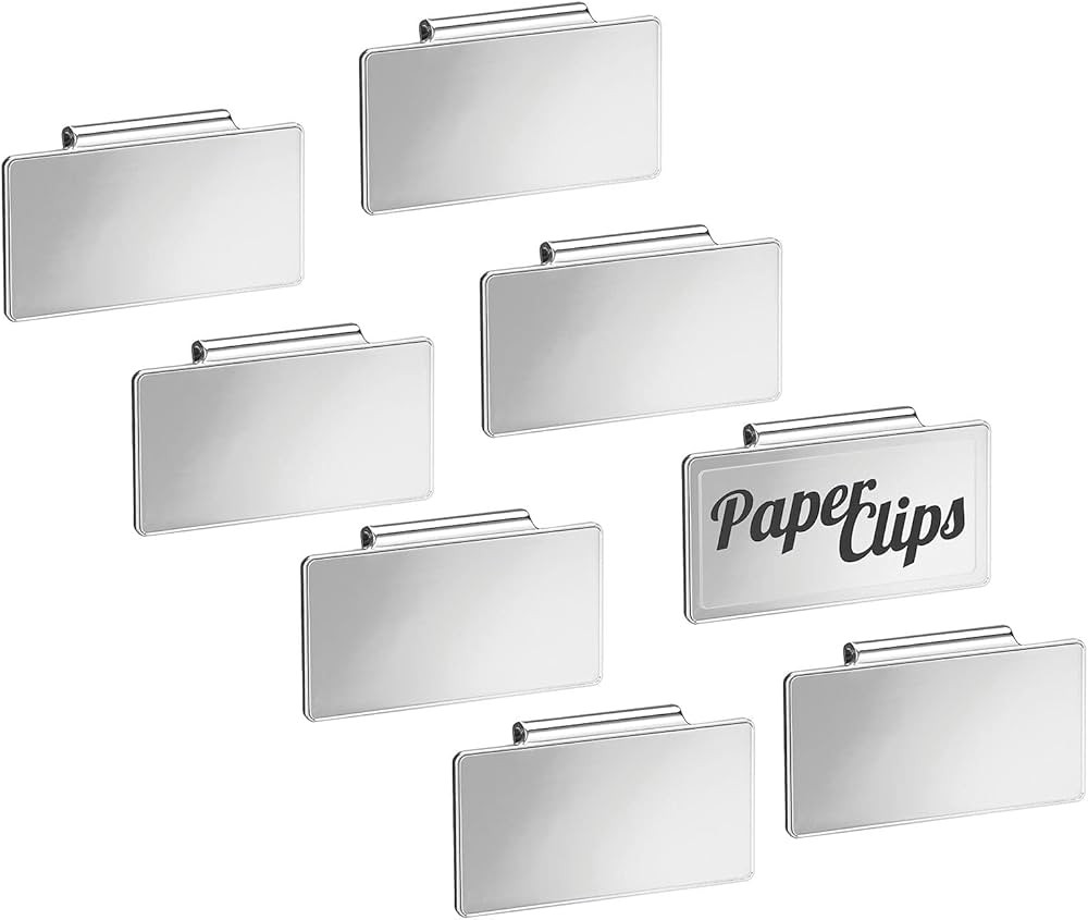 mDesign Steel Clip-On Basket and Bin Tags for Office Storage, Metal Hanging Holders with Adhesive... | Amazon (US)