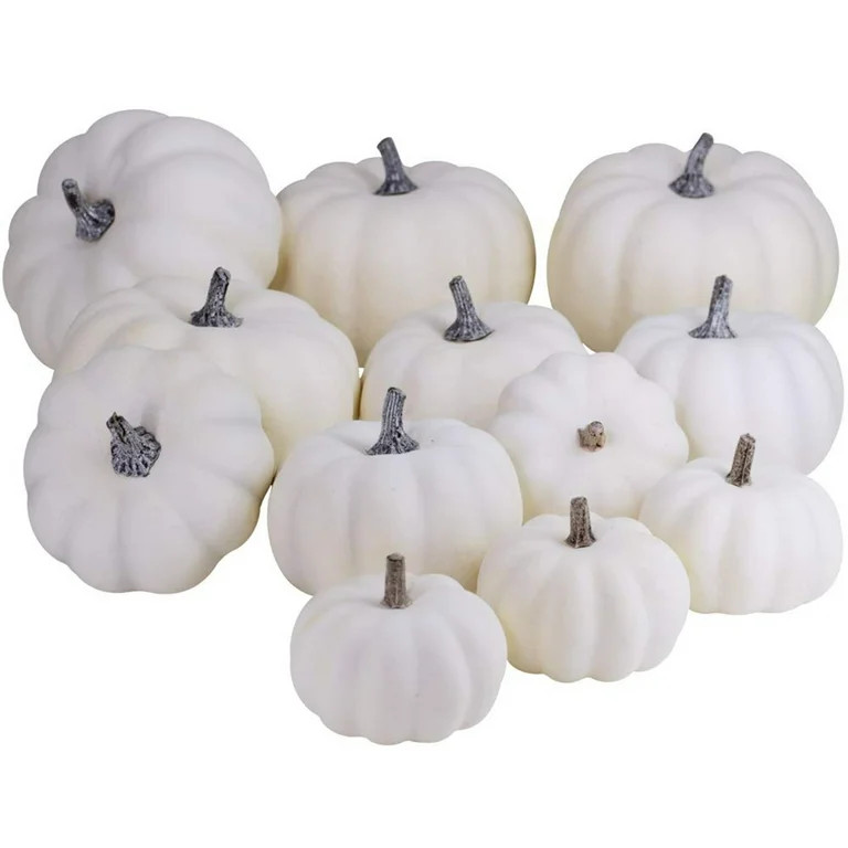 COUTEXYI 12 Pack White Plastic Artificial Pumpkins for Decor DIY - Walmart.com | Walmart (US)