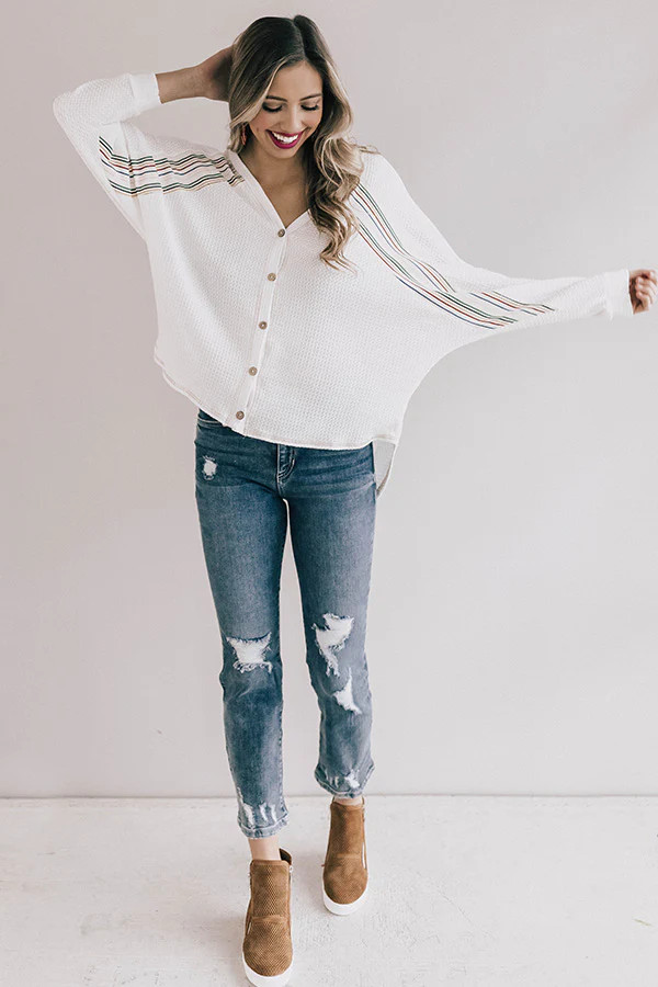 Sunshine And Sangria Waffle Knit Shift Top | Impressions Online Boutique