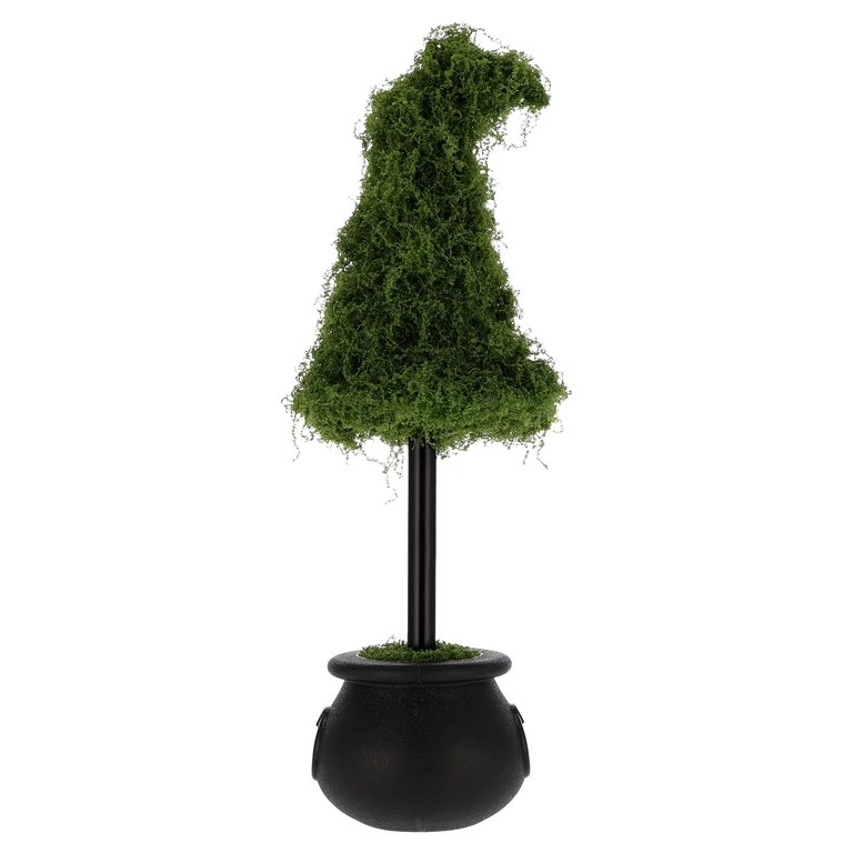 My Texas House Moss Witch Hat Topiary in Cauldron, Green and Black, 20" | Walmart (US)