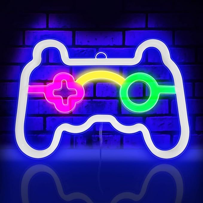 Neon Sign, Gamepad Shape Led Neon Light Wall Gaming Room Decoration, Neon Light Sign Gamer Gift f... | Amazon (US)