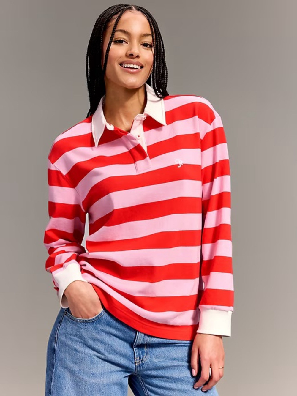 NWT Christopher John Rogers x Old Navy - Striped Pink & Red Rugby Shirt | Poshmark