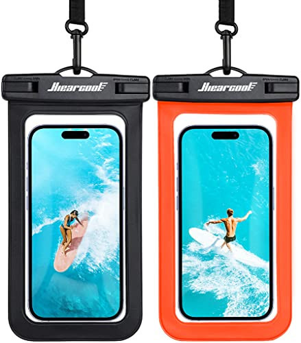 Hiearcool Waterproof Phone Pouch, Waterproof Phone Case, Waterproof Cellphone Pouch Under Water Beach Accessories for iPhone -Black&Orange -2Pack | Amazon (US)