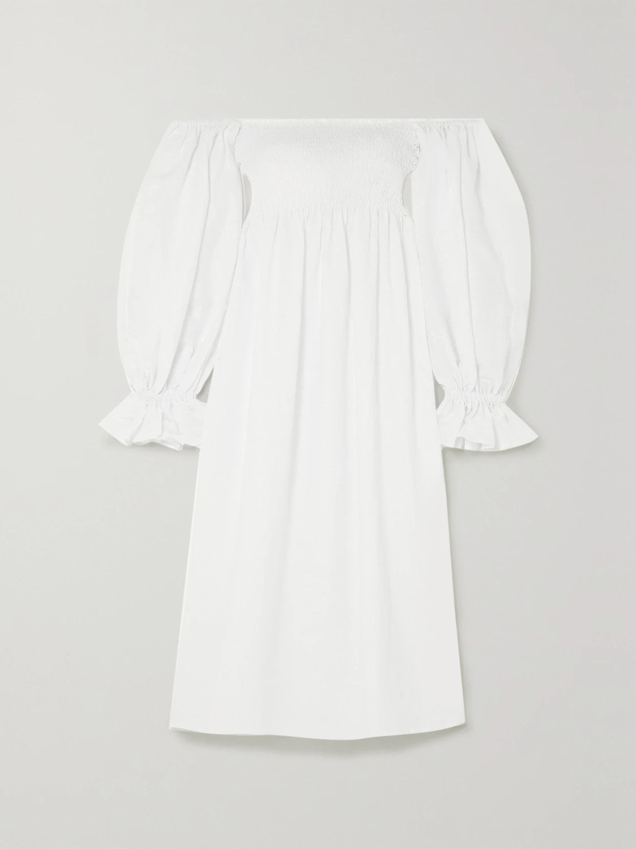 Sleeper - + Net Sustain Atlanta Off-the-shoulder Shirred Linen Midi Dress - White | NET-A-PORTER (US)