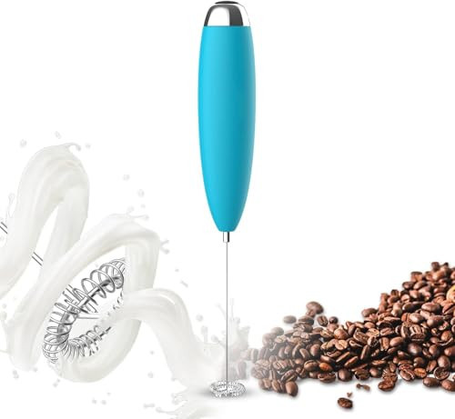 Milk Frother, Coffee Frother, Whisk, Upgraded Motor Electric Whisk Durable Low Noise Mini Drink Mixer Portable Foam Maker For Cold Milk Bulletproof Coffee Latte, Blue | Amazon (US)