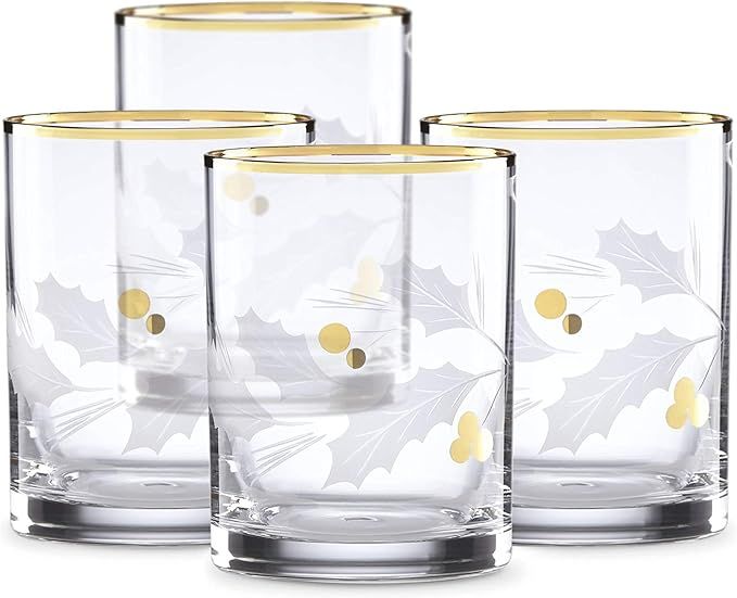Amazon.com: Lenox Holiday Gold Double Old Fashioned 4-Piece Glass Set Clear, 2.50 LB : Home & Kit... | Amazon (US)