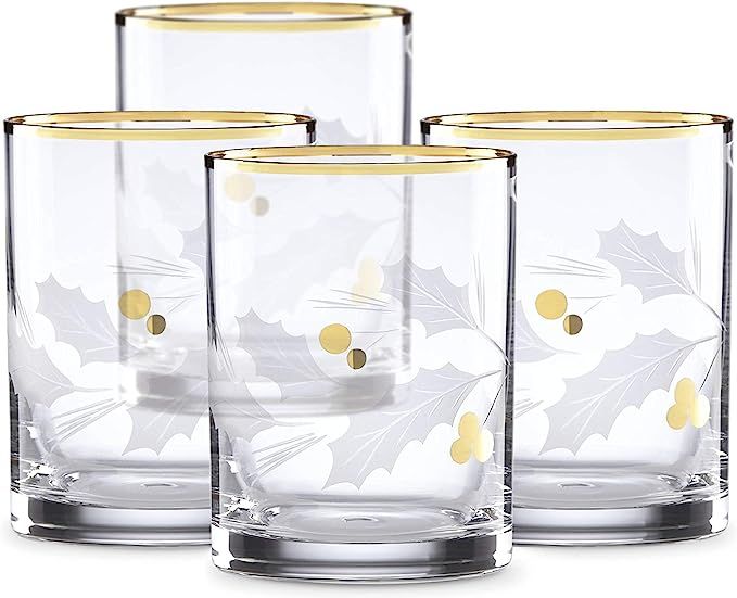 Lenox Holiday Gold Double Old Fashioned 4-Piece Glass Set Clear, 2.50 LB | Amazon (US)