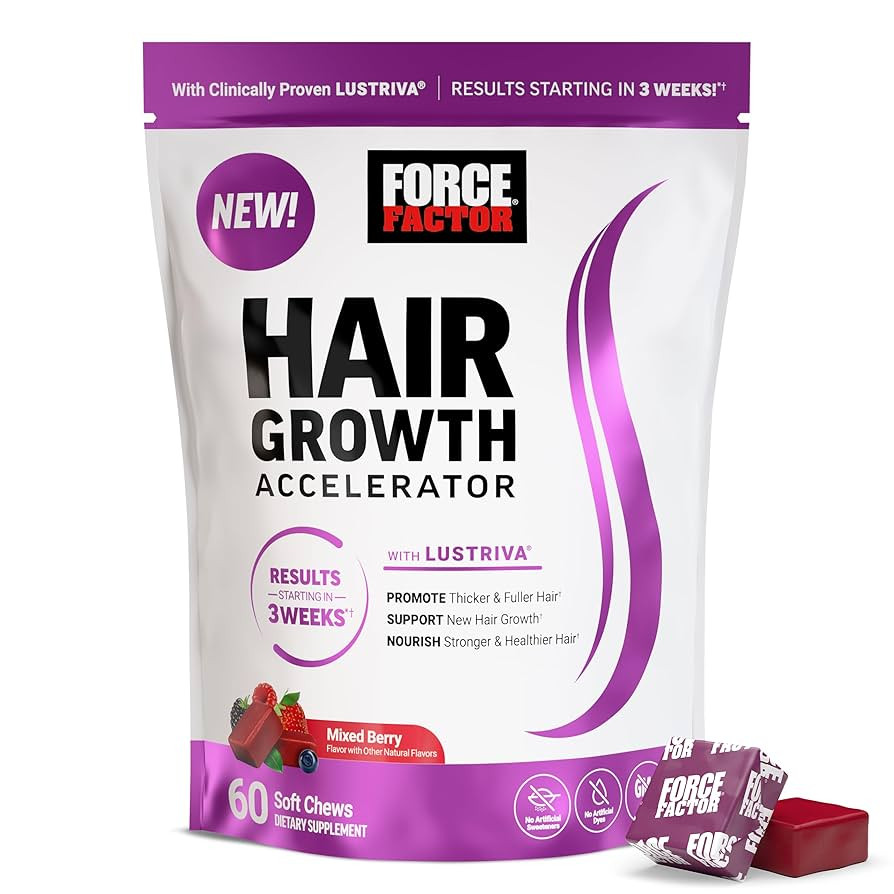 Force Factor Hair Growth Accelerator Soft Chews, Hair Growth Vitamins for Women and Men with Clin... | Amazon (US)