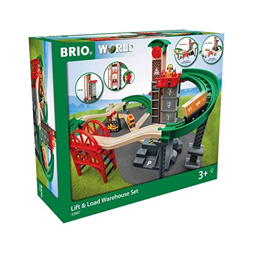 BRIO World 33887 Lift & Load Warehouse Set | 32 Piece Kids Train Toy Set with Wooden Tracks and Accessories | Interactive Design | FSC Certified Wood | for Ages 3 and Up | Amazon (US)