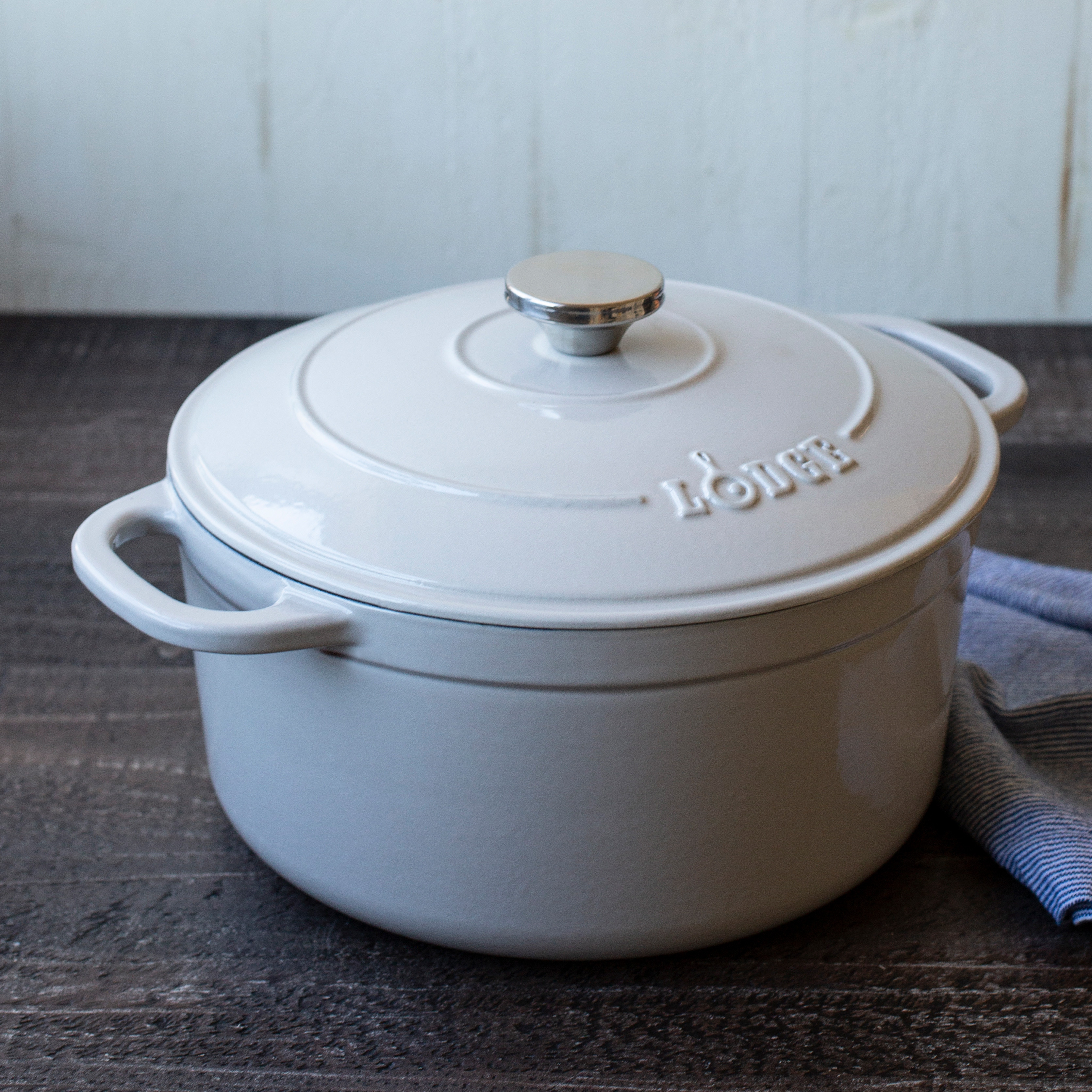 Lodge Cast Iron 5.5qt Oyster White Enameled Dutch Oven | Walmart (US)