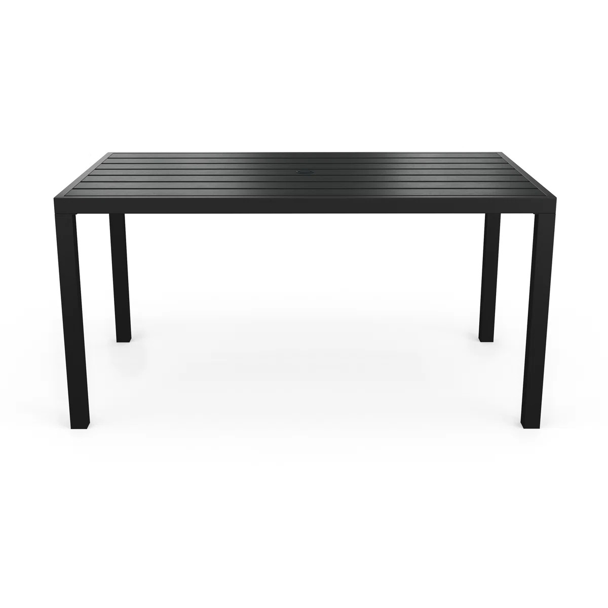 Martha Stewart Lily Pond 60" All-Weather Steel Frame Patio Table With Slatted Top And Umbrella Ho... | Wayfair North America