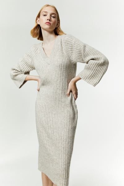 Rib-knit Dress - Gray melange - Ladies | H&M US | H&M (US + CA)