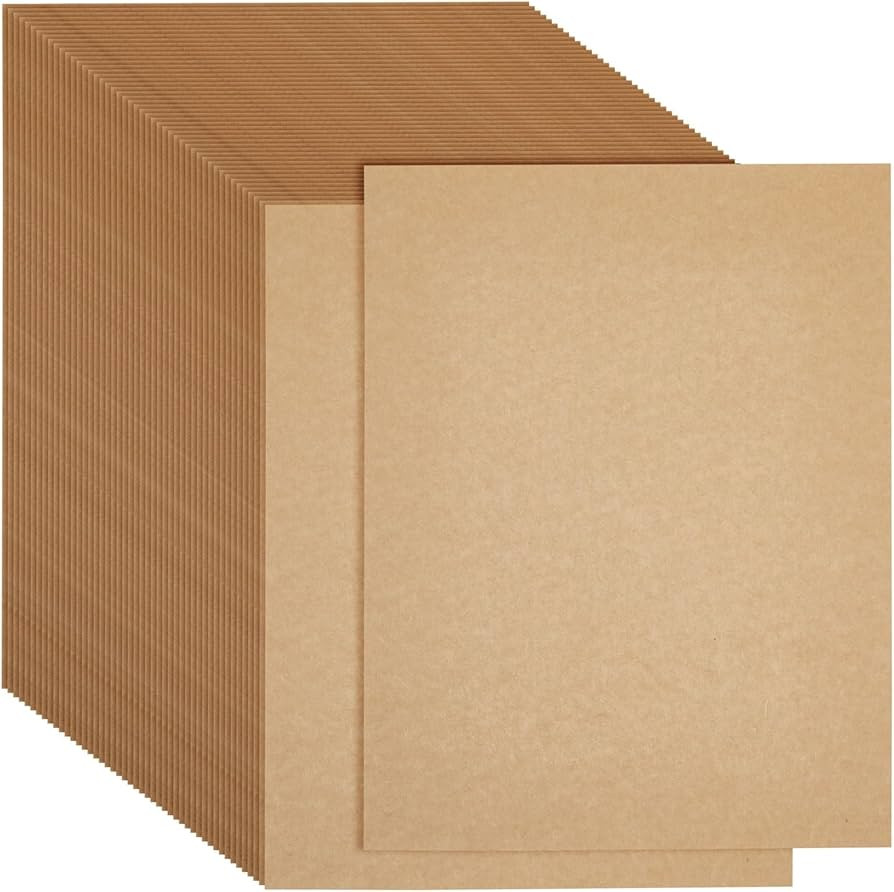 48-Pack Kraft Paper Sheets for Wedding, Brown Cardstock for Party Invitations, Announcements, Dra... | Amazon (US)
