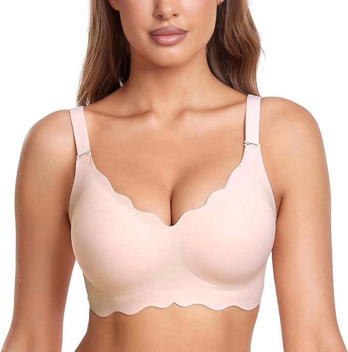 Gailife Scalloped Bras for Women No Underwire Wireless Bralettes for Women with Support Adjustabl... | Amazon (US)
